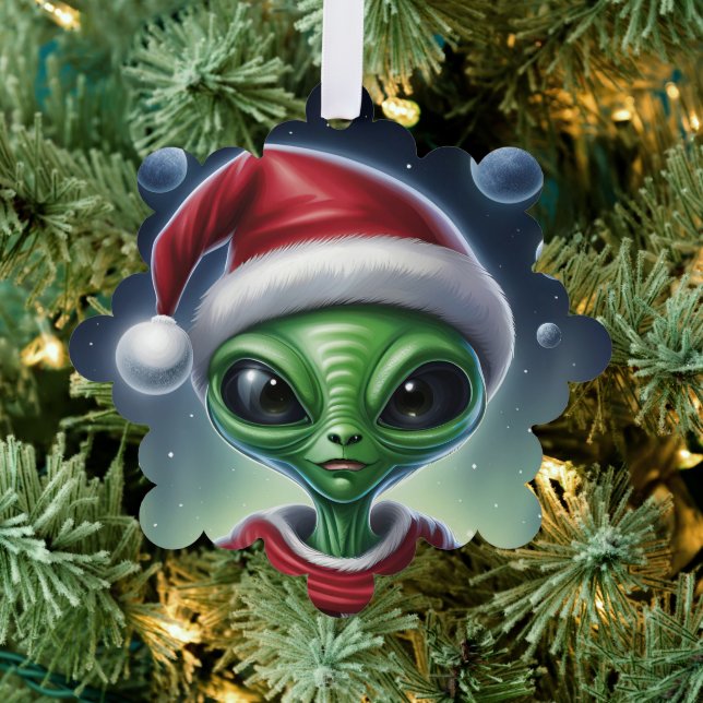 Cute Alien Santa Claus Tree Decoration Card (Insitu (Tree))