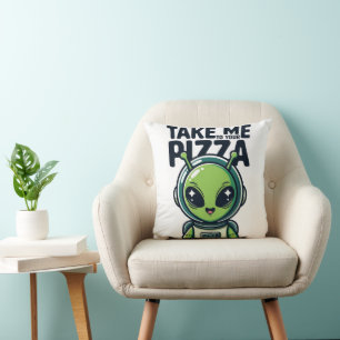 Cute Alien Take Me to Your Pizza Astronaut Cushion