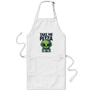 Cute Alien Take Me to Your Pizza Astronaut Long Apron