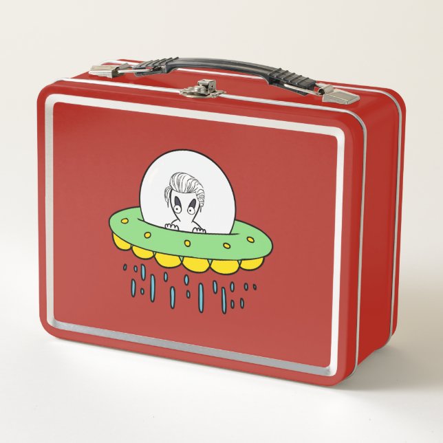 Cute Alien UFO Metal Lunch Box (Front)