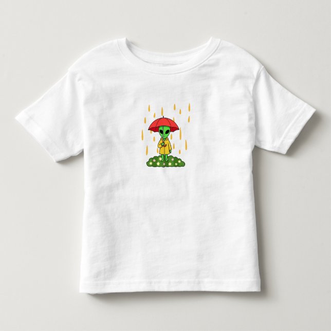 Cute Alien With Umbrella Kawaii Space Character Toddler T-Shirt (Front)