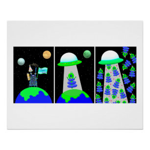 Cute aliens 20 by 25 glossy poster by jo_images