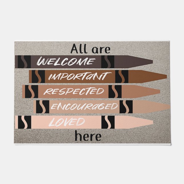 Cute All Are Here Mat, Crayon  Doormat (Front)