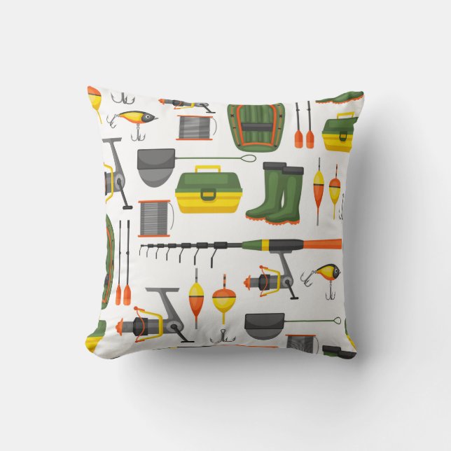 Cute All Necessary Fishing Elements Cushion (Front)