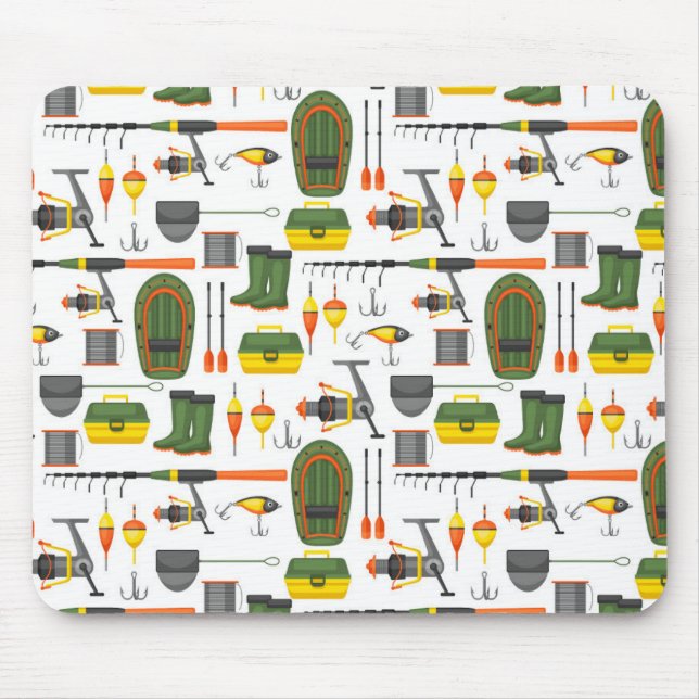 Cute All Necessary Fishing Elements Mouse Pad (Front)