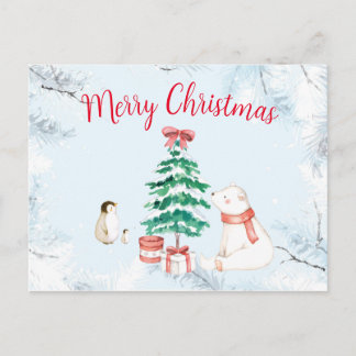 Cute All-white Christmas Holiday Postcard