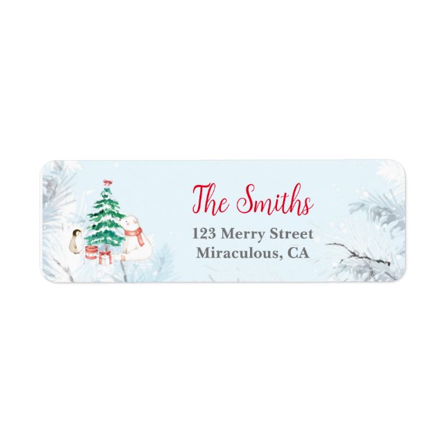 Cute All-white Christmas  Return Address Label (Front)