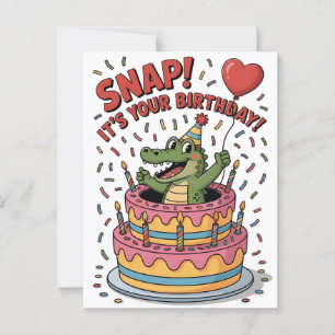 Cute Alligator Birthday Cake Party Design Postcard