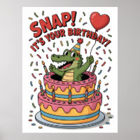 Cute Alligator Birthday Cake Party Design