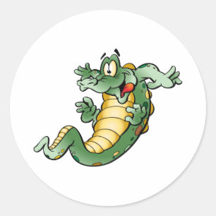 Cute Alligator Cartoon Classic Round Sticker