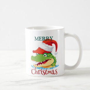 Cute alligator crocodile Christmas Safari Santa Coffee Mug