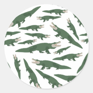 Cute Alligator Crocodile Pattern Classic Round Sticker