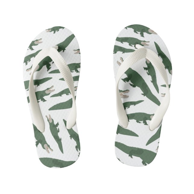 Cute Alligator Crocodile Pattern Gator Kid's Thongs (Footbed)