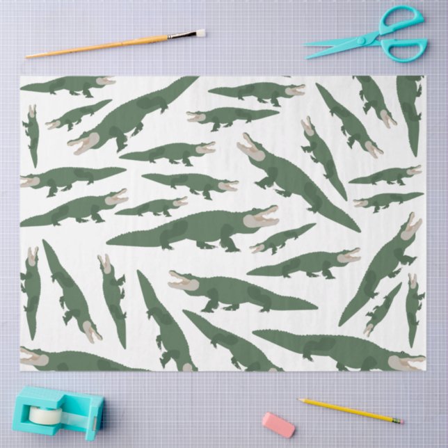 Cute Alligator Crocodile Pattern Tissue Paper (Craft)
