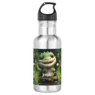 Cute Alligator Crocodile Personalised Name Kids 532 Ml Water Bottle