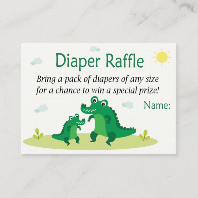 Cute Alligator Diaper Raffle Tickets (Front)