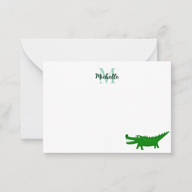  Cute Alligator Drawing Lined Editable Card (Front)