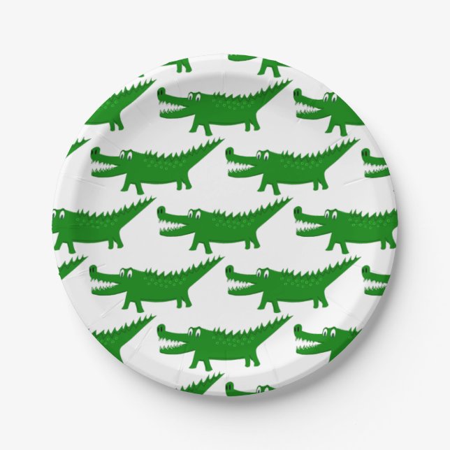  Cute Alligator Drawing Paper Plate (Front)