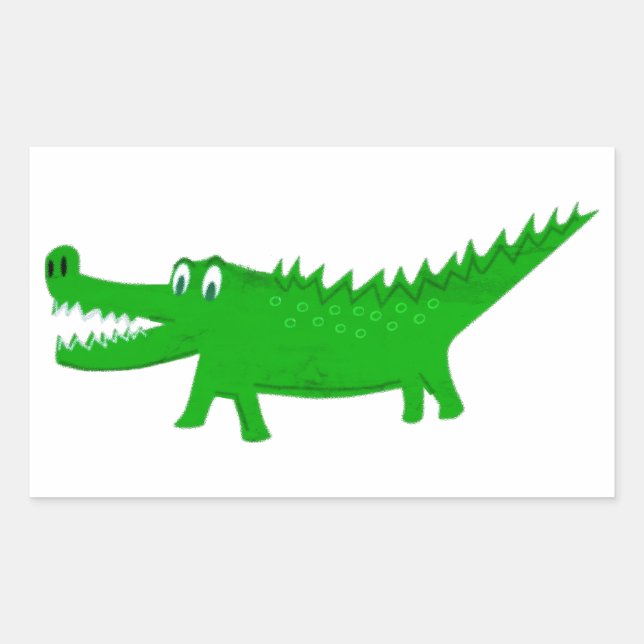  Cute Alligator Drawing Rectangular Sticker (Front)