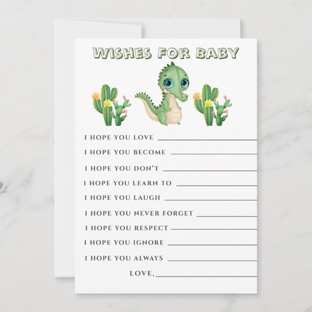 Cute Alligator Green Wishes Baby Shower Card (Front)