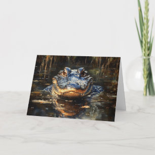 Cute Alligator in the Florida Everglades Painting Card