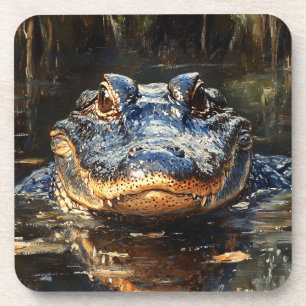 Cute Alligator in the Florida Everglades Painting Coaster