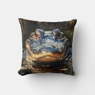 Cute Alligator in the Florida Everglades Painting Cushion