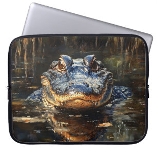 Cute Alligator in the Florida Everglades Painting Laptop Sleeve