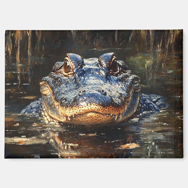 Cute Alligator in the Florida Everglades Painting Magnet (Front)