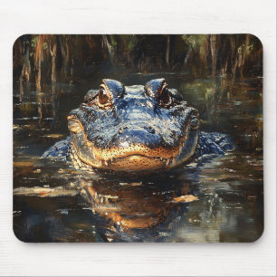 Cute Alligator in the Florida Everglades Painting Mouse Pad