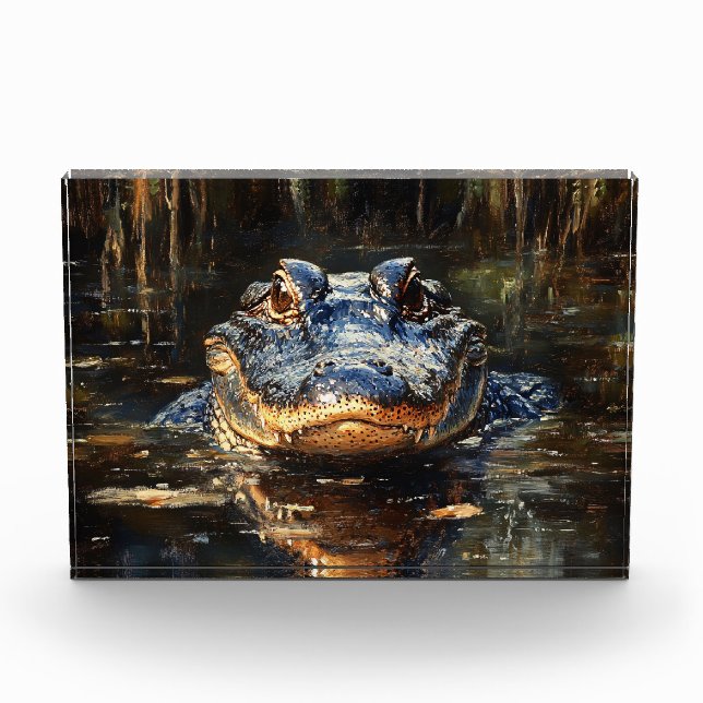 Cute Alligator in the Florida Everglades Painting Photo Block (Front)