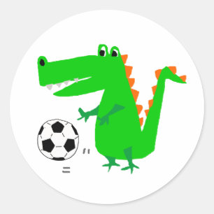 Cute Alligator Playing Soccer Sticker Cartoon