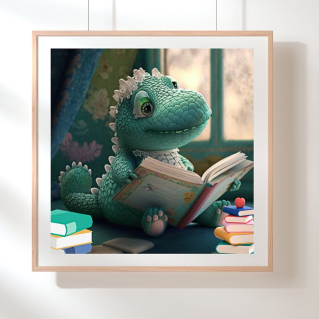 Cute Alligator reading a book Nursery Art Poster (Creator Uploaded)