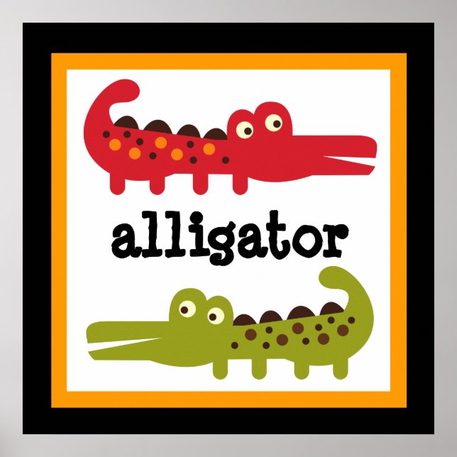 Cute Alligator Safari Animals Baby Kids Poster (Front)