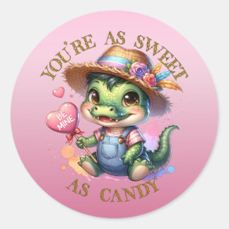 Cute Alligator Valentines Stickers
