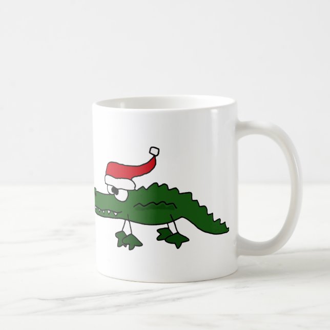 Cute Alligator Wearing Christmas Hat Coffee Mug (Right)