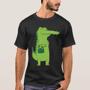 Cute Alligator With Bag Crocodile With Handbag T-Shirt