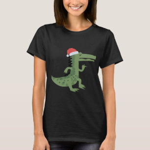 Cute Alligator With Santa Hat Funny Christmas T-Shirt