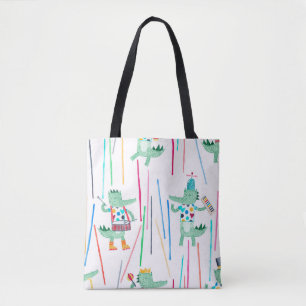 Cute alligators with musical instruments. Watercol Tote Bag