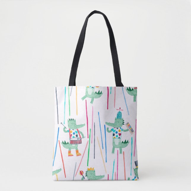 Cute alligators with musical instruments. Watercol Tote Bag (Front)