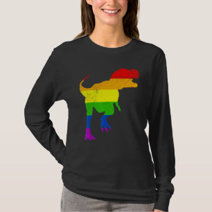 Cute Allysaurus Dinosaur In Rainbow Flag For Ally T-Shirt