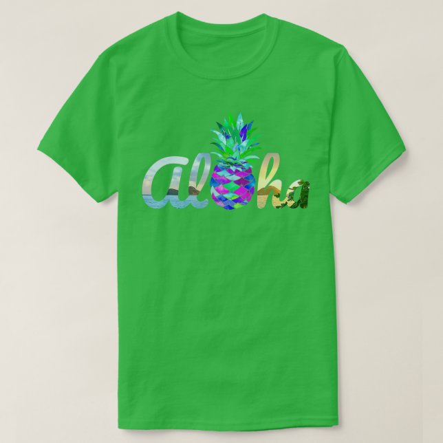 Cute Aloha Hawaii Pineapple Mermaid Purple Girl Wo T-Shirt (Design Front)