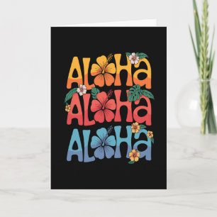 Cute Aloha Hawaiian Summer Vacation Shaka Hibiscus Card