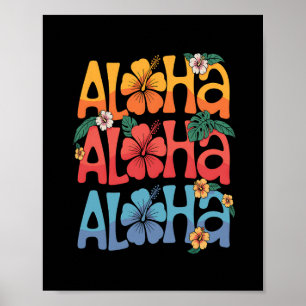 Cute Aloha Hawaiian Summer Vacation Shaka Hibiscus Poster