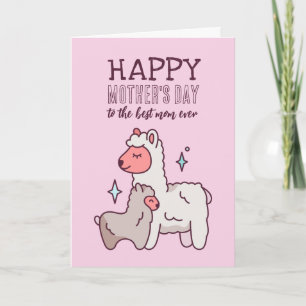 Cute Alpaca Animal Cartoon Happy Mother's Day Card
