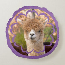 Cute Alpaca Birthday Round Pillow