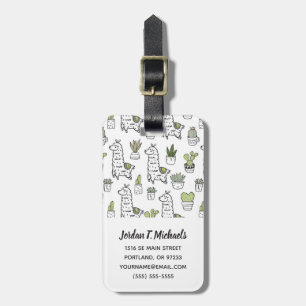 Cute Alpaca & Cactus Pattern Luggage Tag