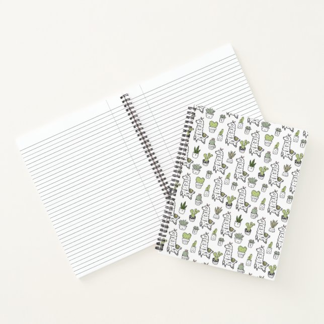 Cute Alpaca & Cactus Pattern Notebook (Inside)