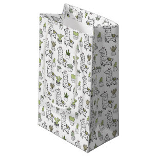 Cute Alpaca & Cactus Pattern Small Gift Bag