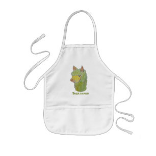 Cute alpaca face art kids apron